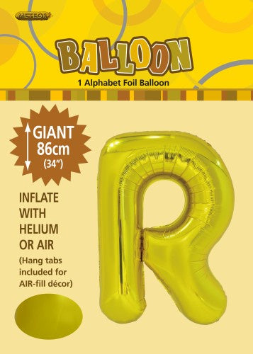 Gold "R" Alphabet Foil Balloon 86cm (34")